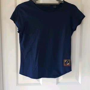 Navy top with flower patch detail